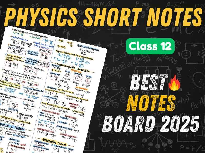 Class 12 physics chapter-wise short notes for RBSE board exams 2025